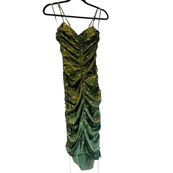 For Love & Lemons Polka Dot Paula Ruched Drawstring Dress Sleeveless Size S - Picture 14 of 14